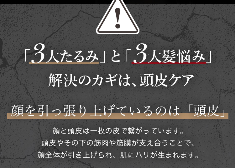 顔を引っ張り上げているのは「頭皮」